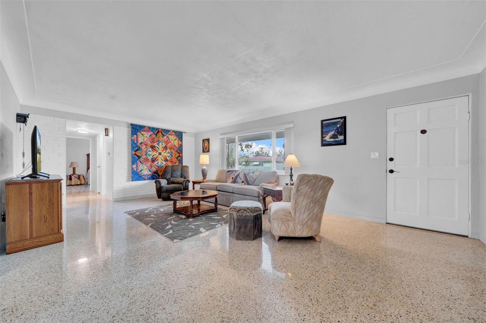 Living Room with terrazzo floors