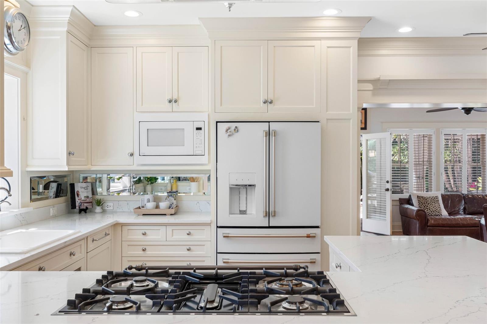 The kitchen features high-end appliances.