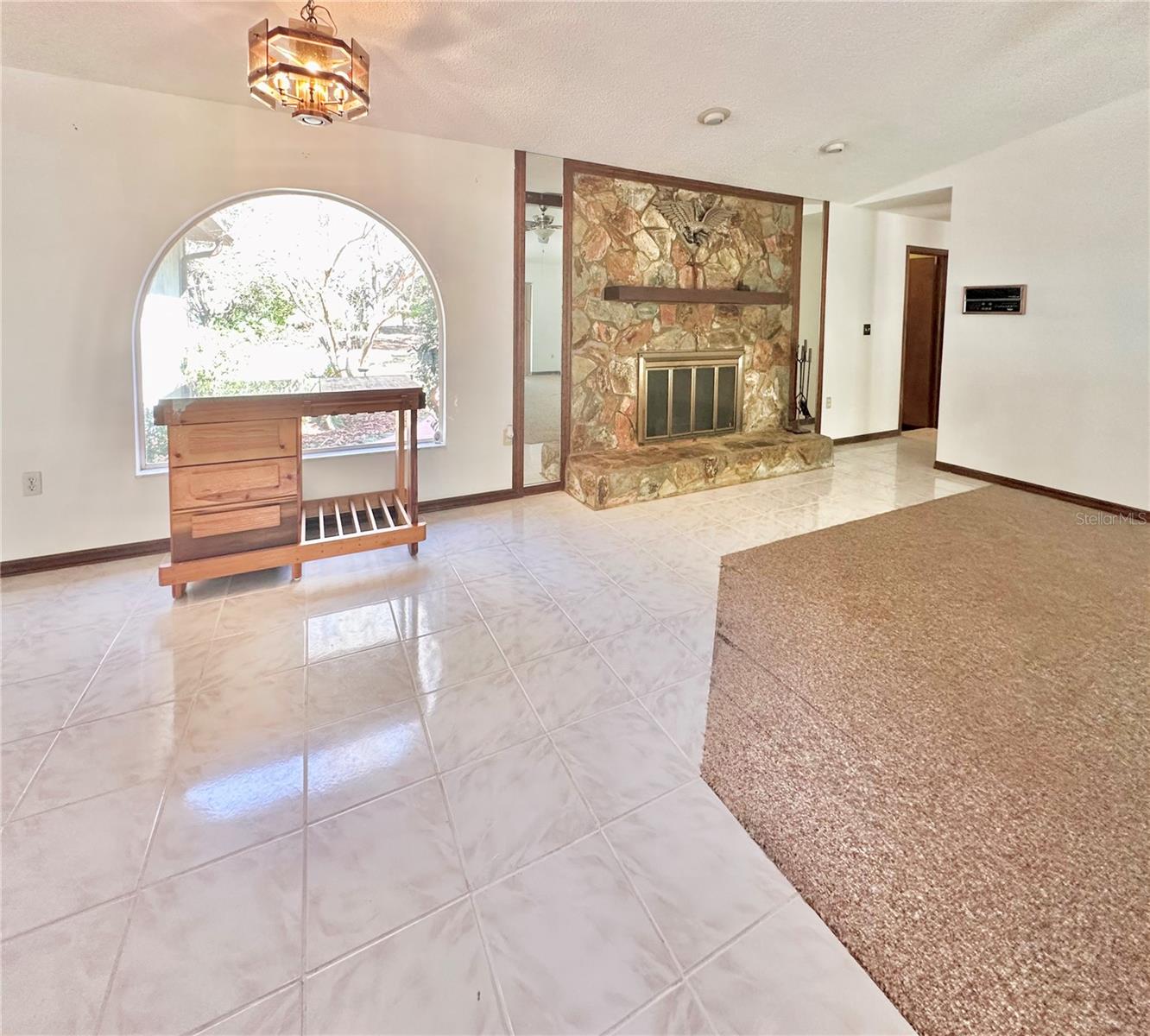 Living room with fireplace