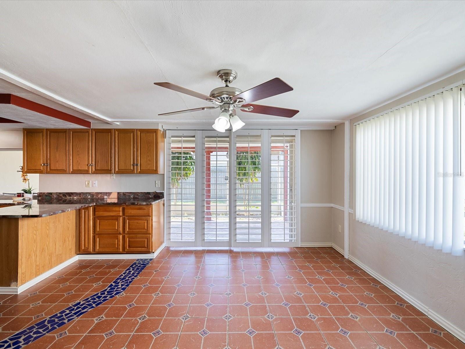 family room and kitchen