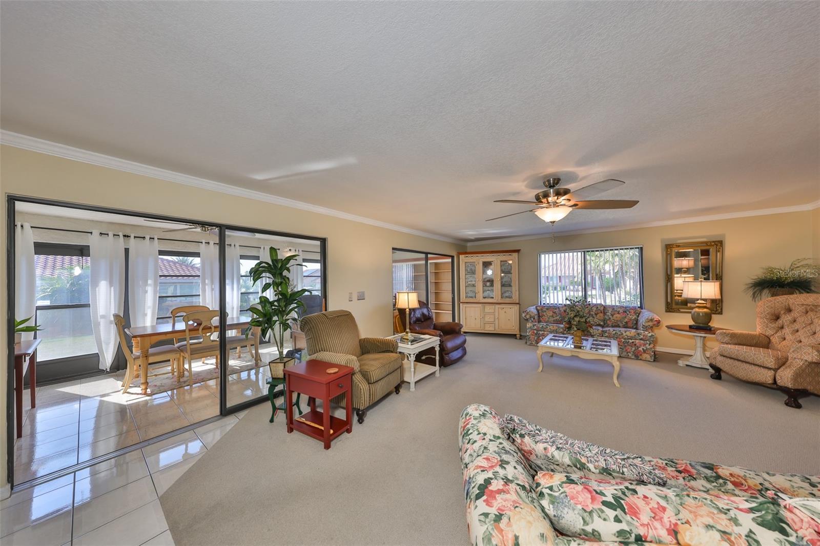 Lovely porcelain tile throughout the kitchen and on into the family room.