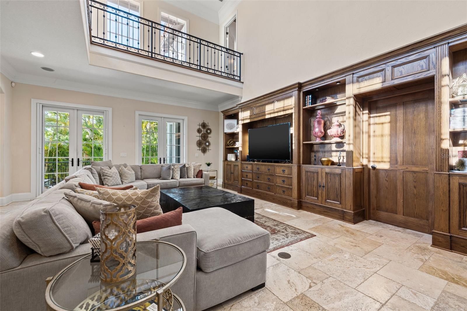 Soaring ceiling and views of the second floor