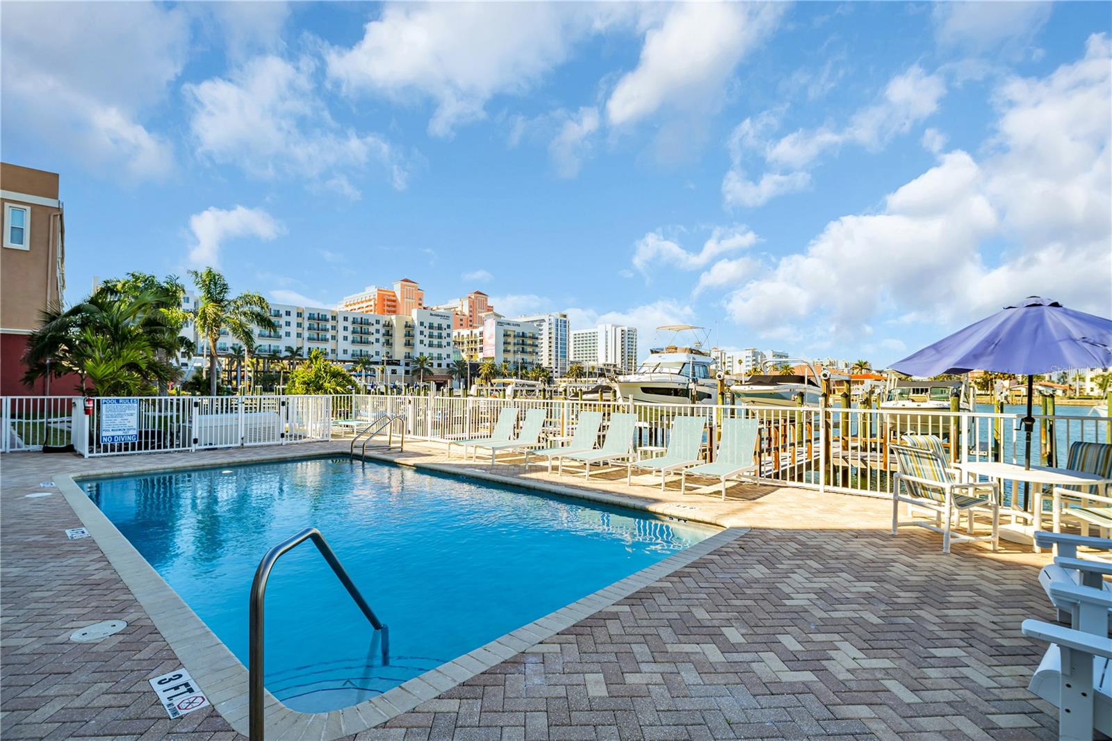 Community pool and walkway to dock.