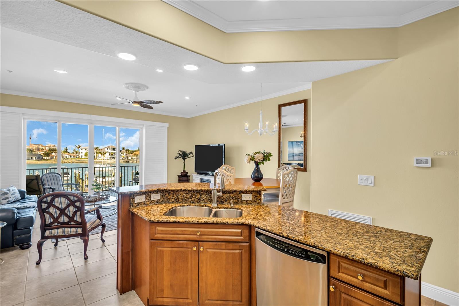 Beautiful open layout kitchen with beautiful views.