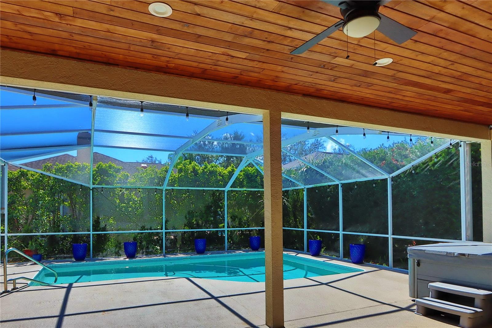 Wood detailed covered lanai.