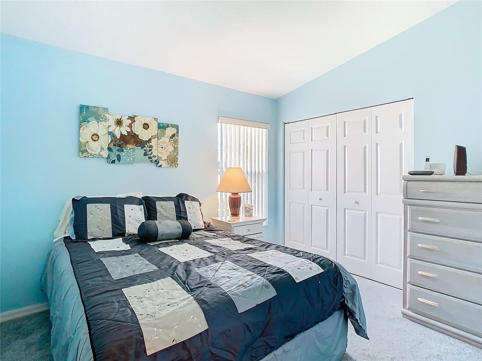 Secondary bedroom could accommodate a queen bed with room for a dresser  The entire interior of this property was painted in 2021.