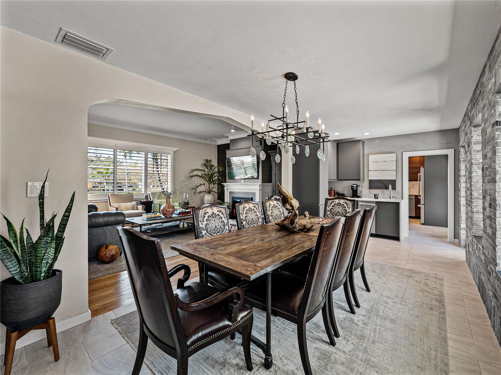 Dining room looking toward wet bar.