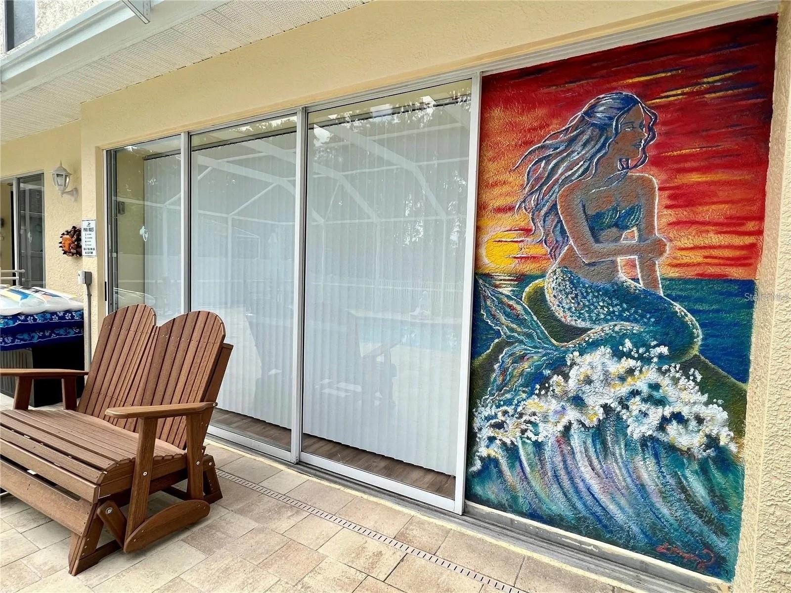 Mermaid mural hand painted by local artist