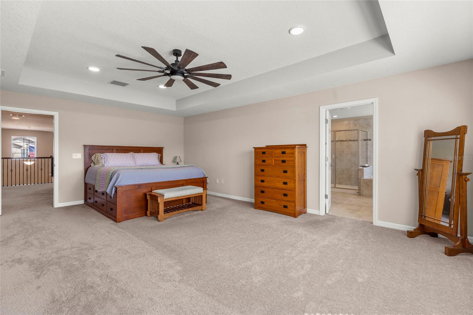 Primary bedroom, with tray ceilings