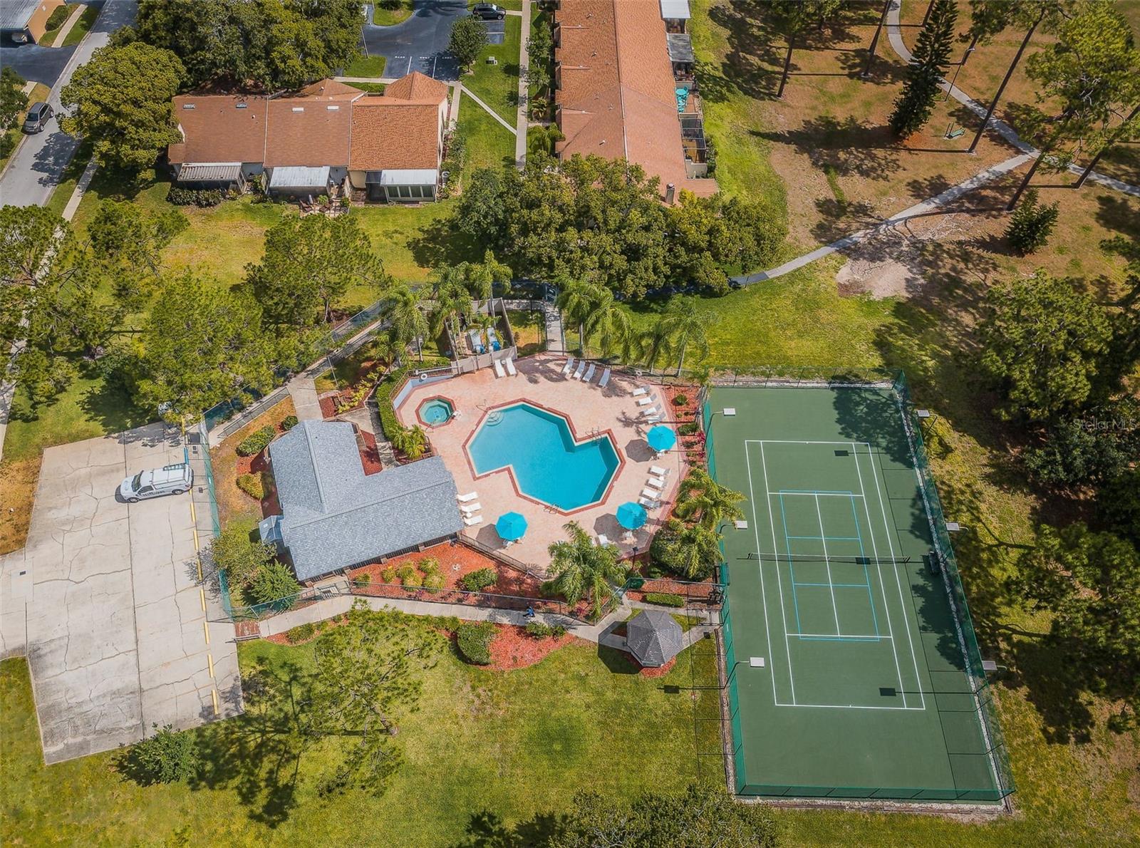 Community clubhouse pool and courts