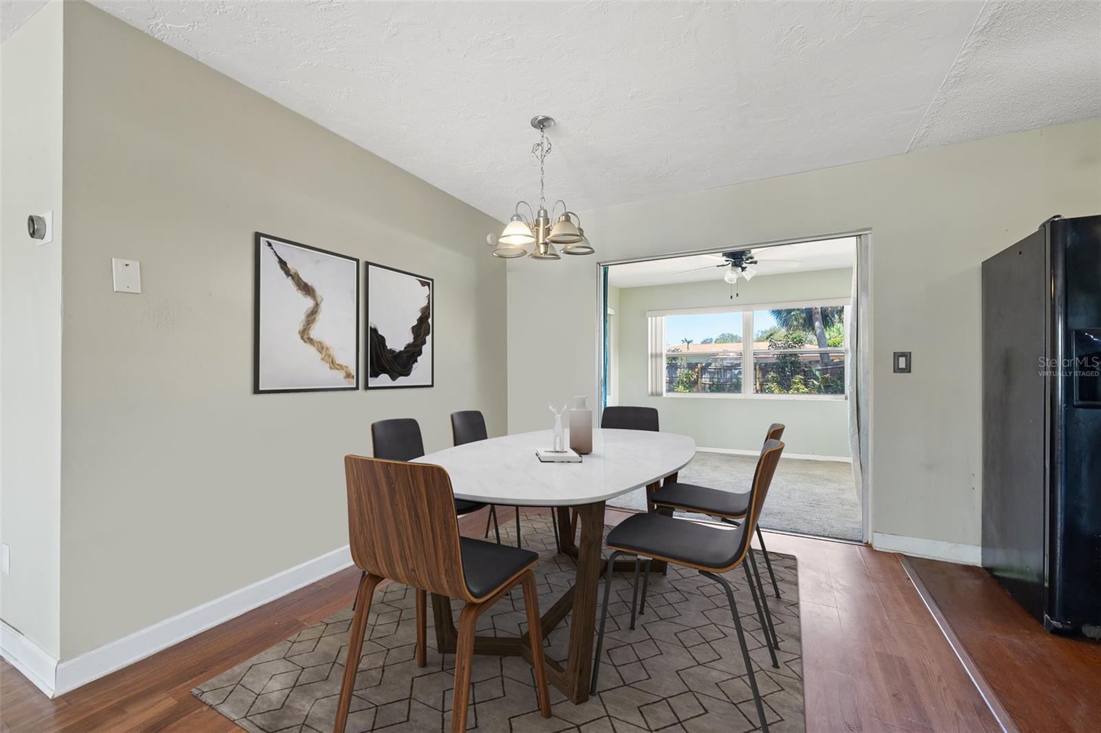 Virtually staged dining area