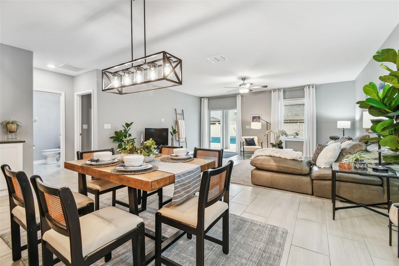 Cozy Dining room into the Family Room