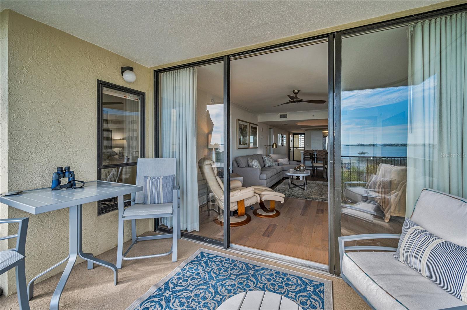 Balcony view into Living room