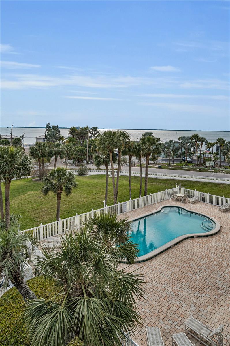 View of the pool from the Balcony and paradise beyond!