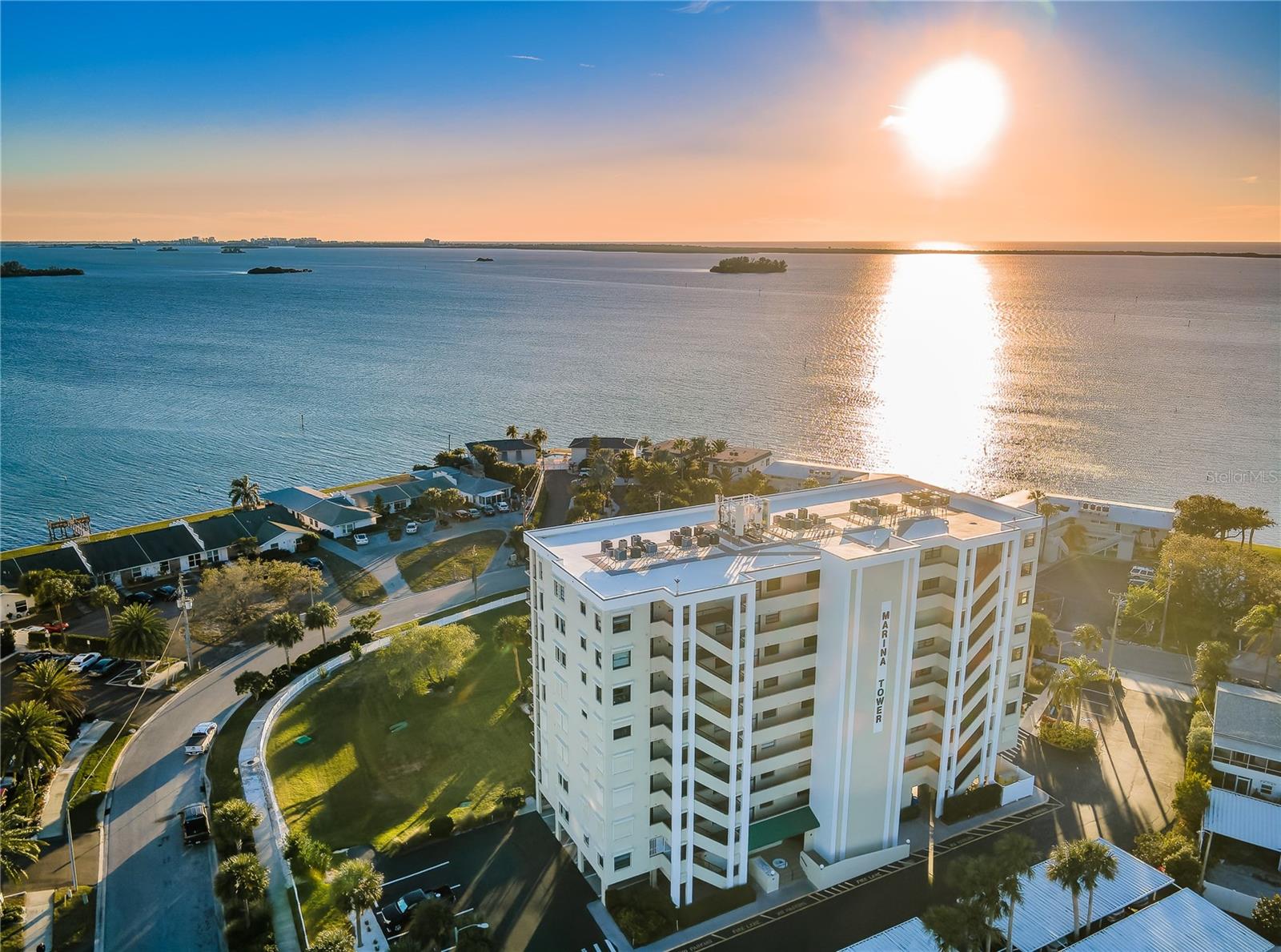 Aerial View of Building & View to St. Josep Sound