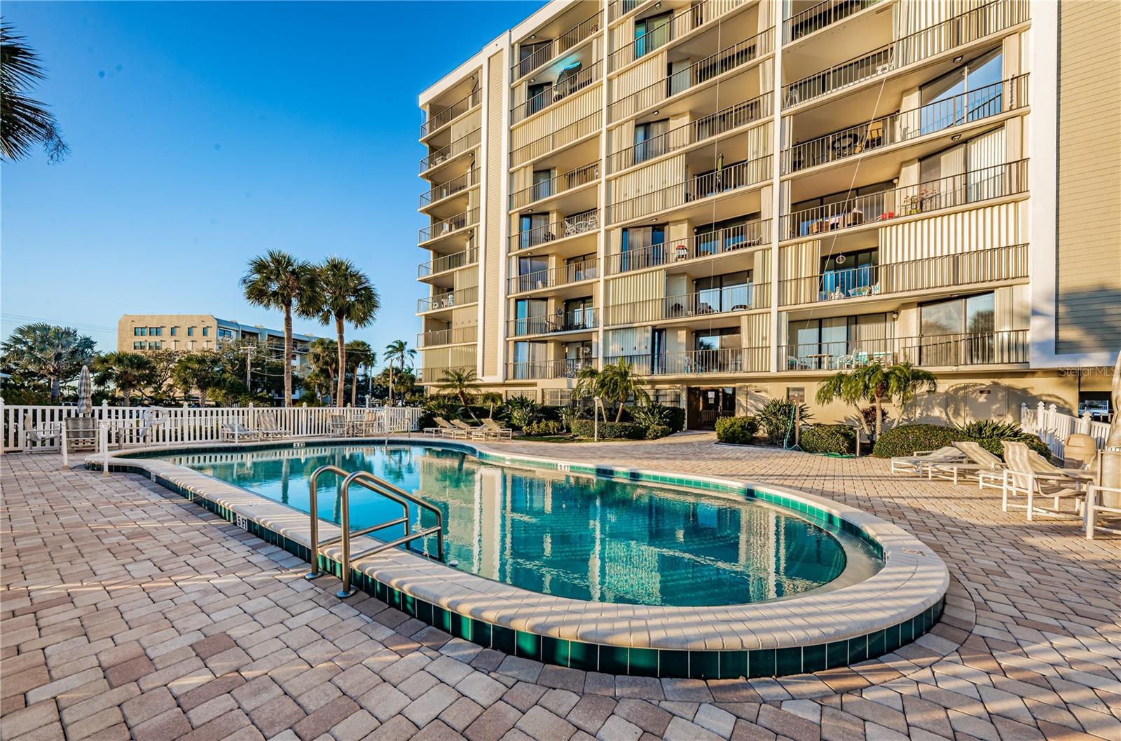 As the sun starts to recede and the day comes to a close, it is a beautiful time to sit by the pool!