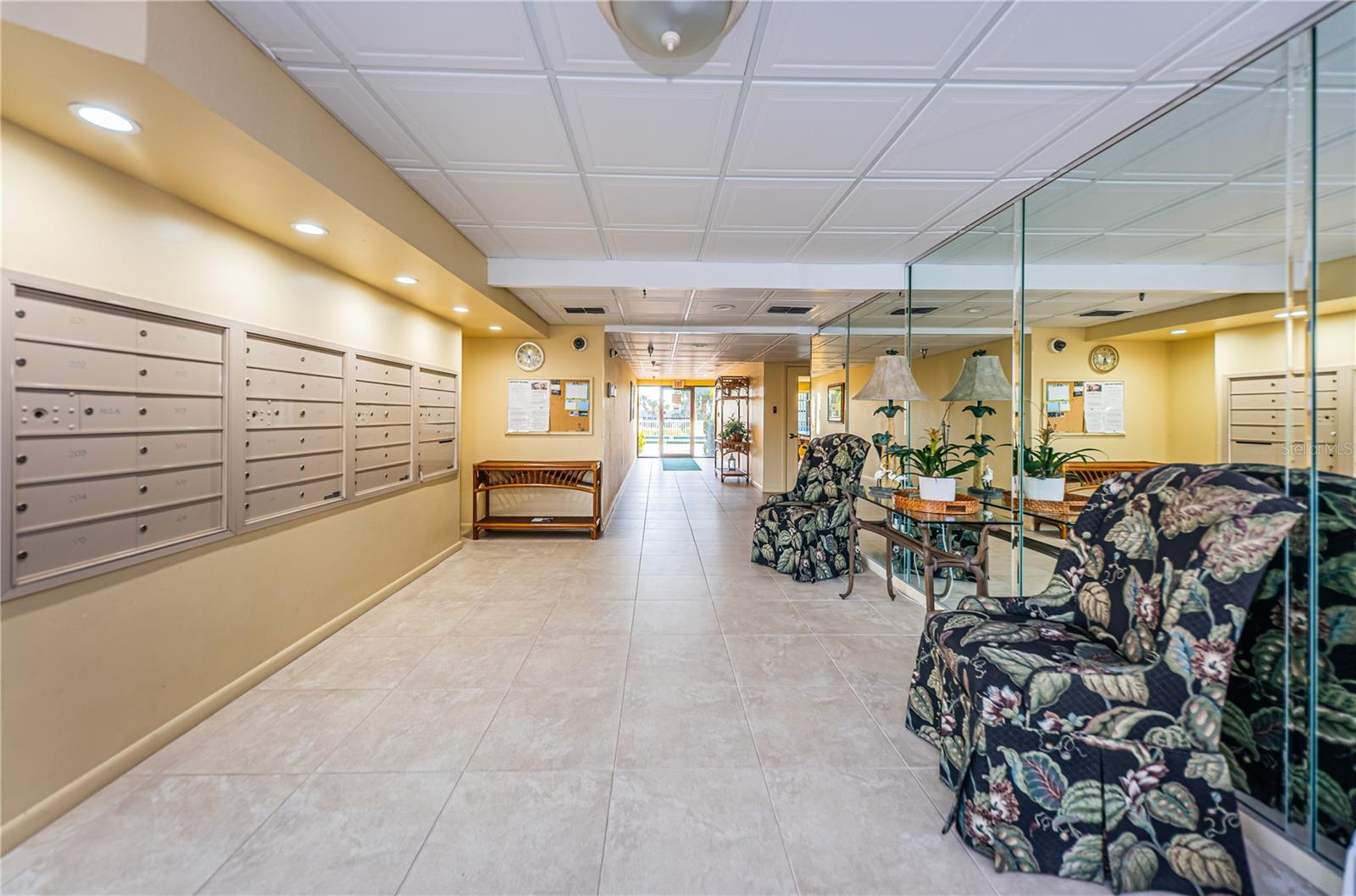 Another Lobby View showing rear door to the pool.