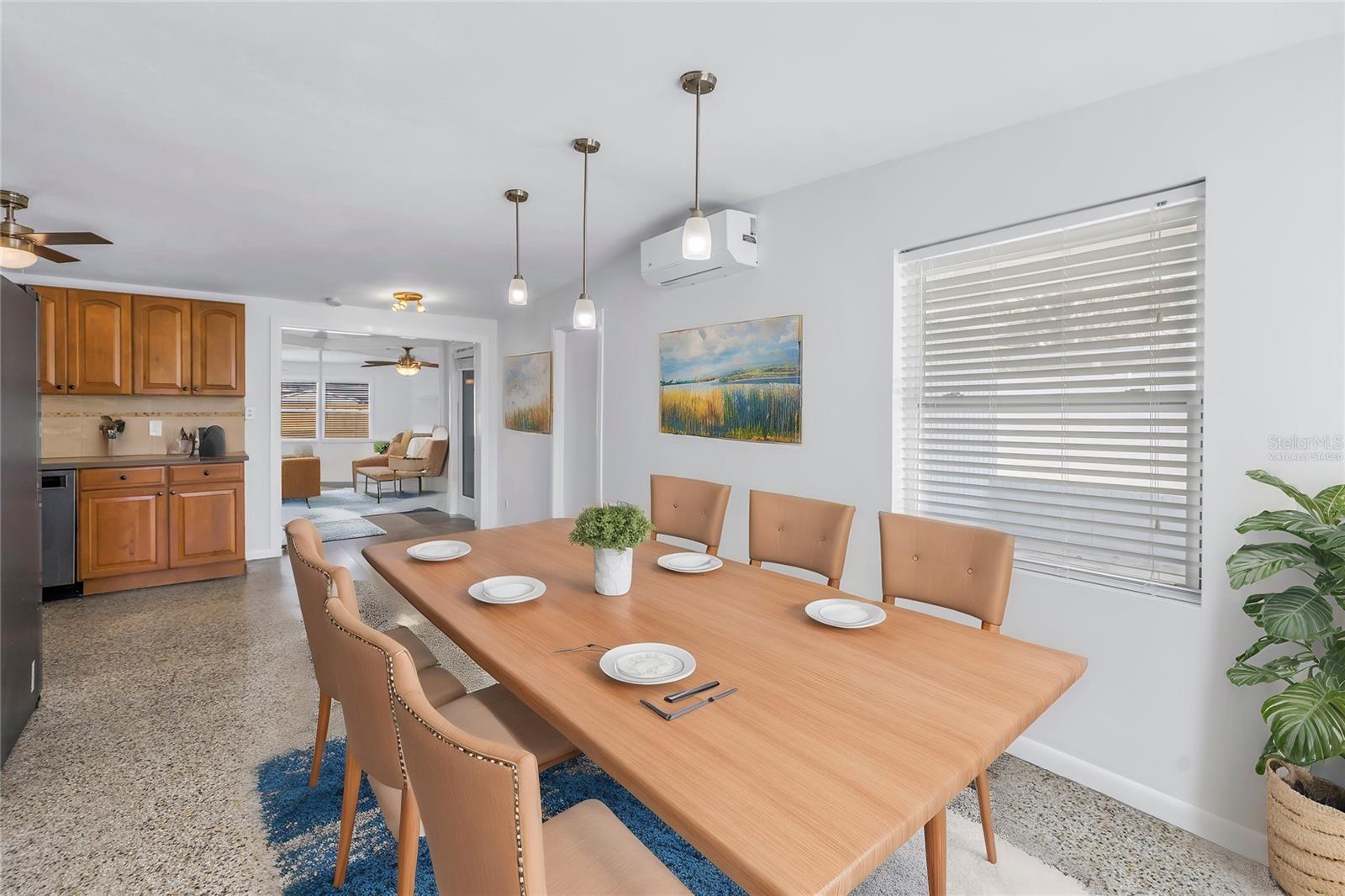 Virtually staged dining room.