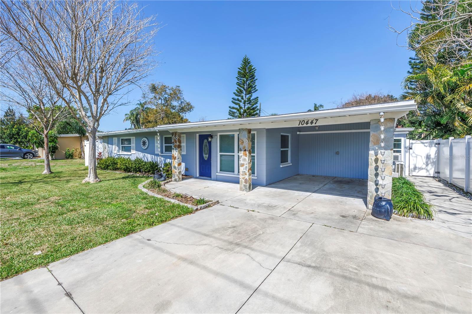 Front driveway and carport.