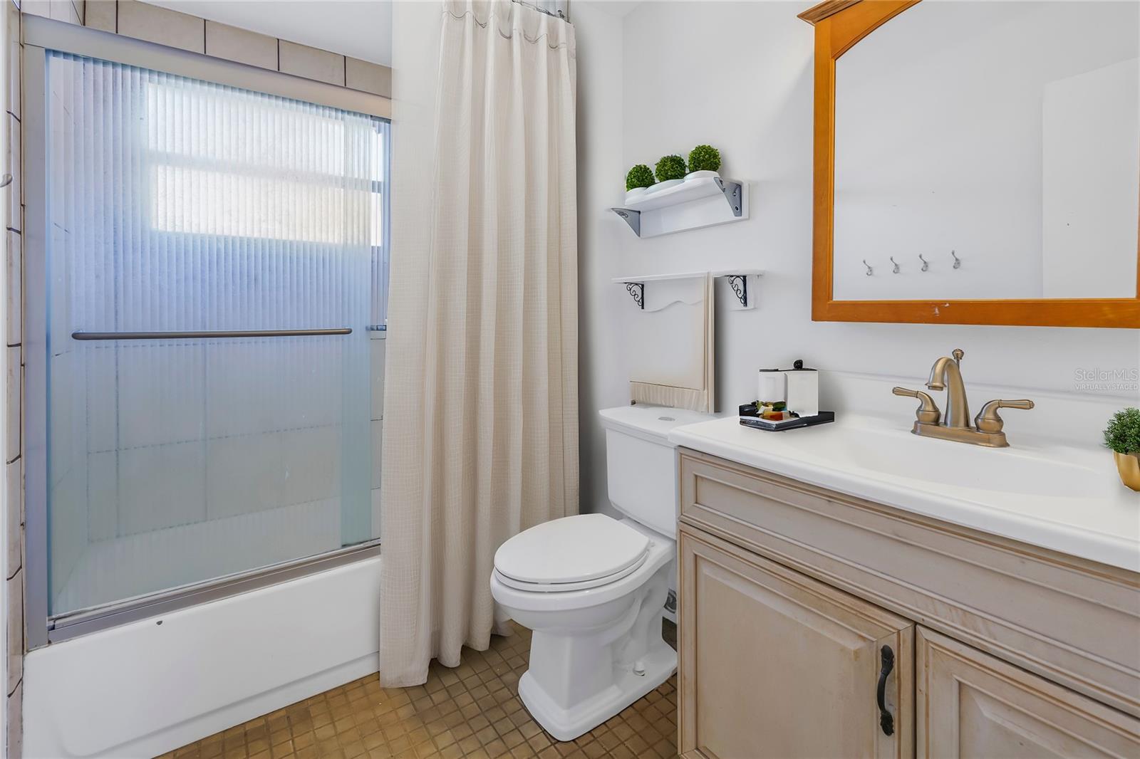 Virtually staged bathroom.