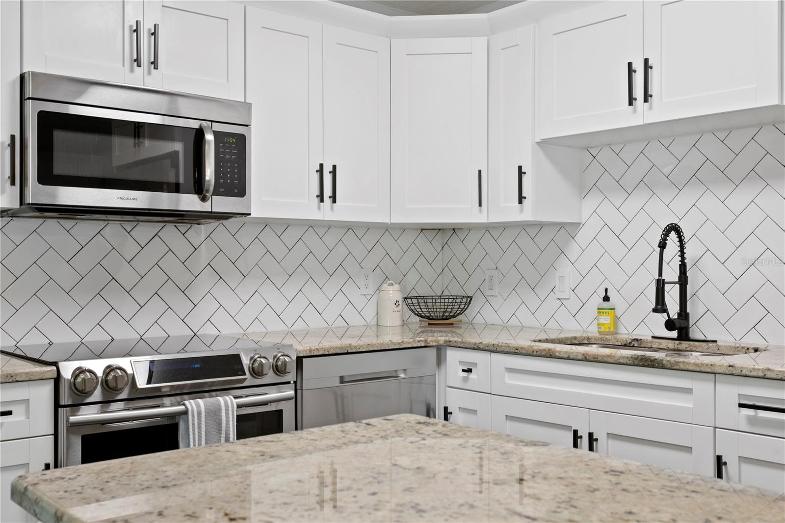 White shaker cabinets in the kitchen