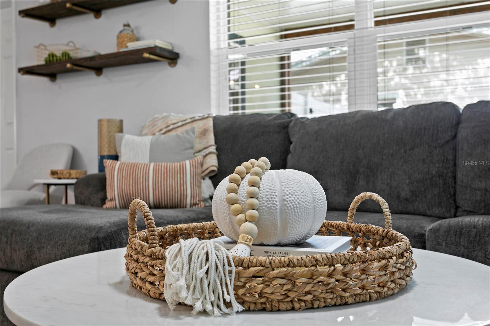 Coastal combines with mid-century vibes in the living room