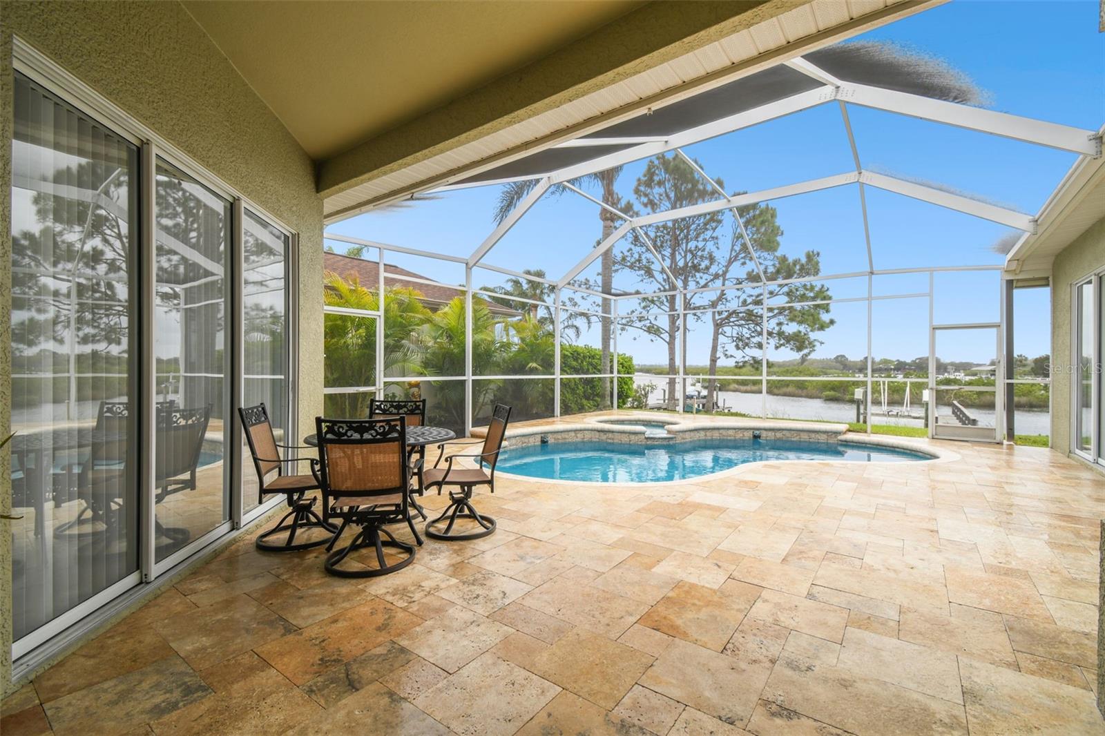 Travertine pool deck