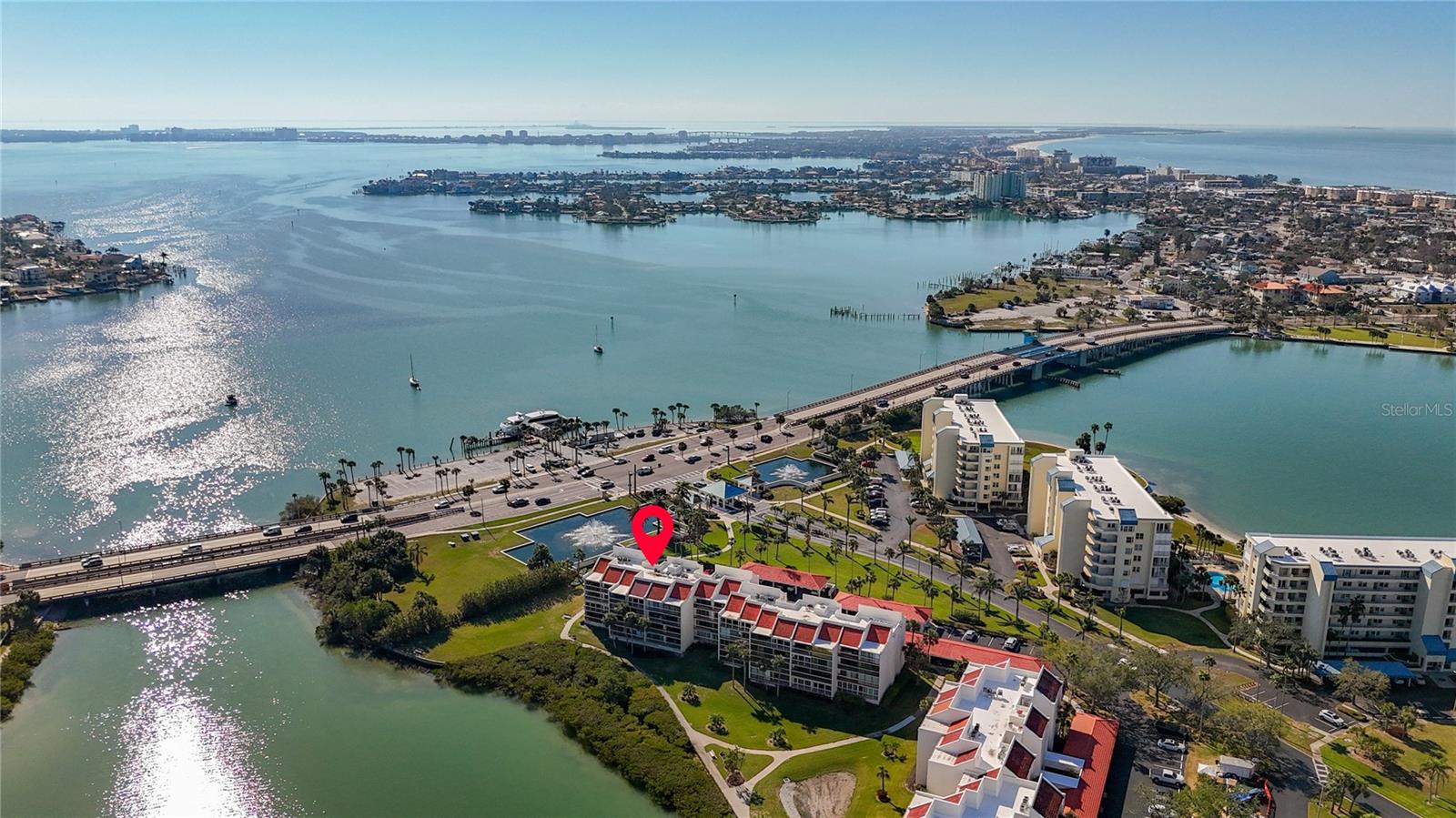 Another aerail view showing the condo building location in Harbourside.