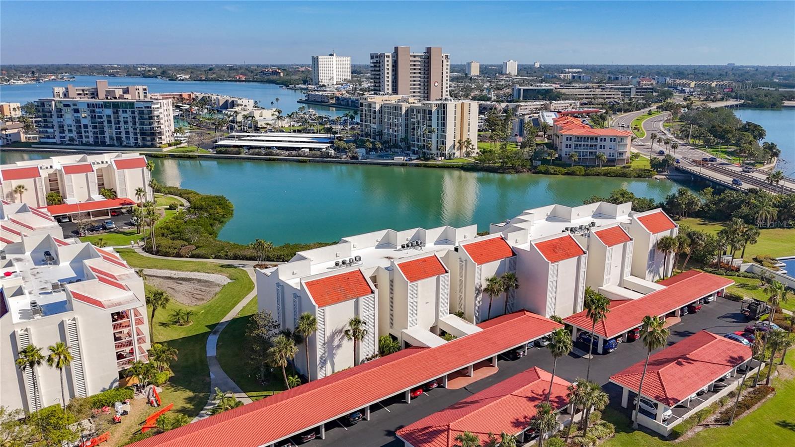 Aerial view of the 2 Santa Maria buildings in Harbourside