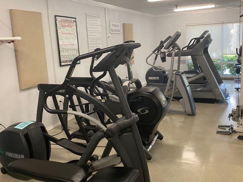 Workout machines in the fitness center in the clubhouse