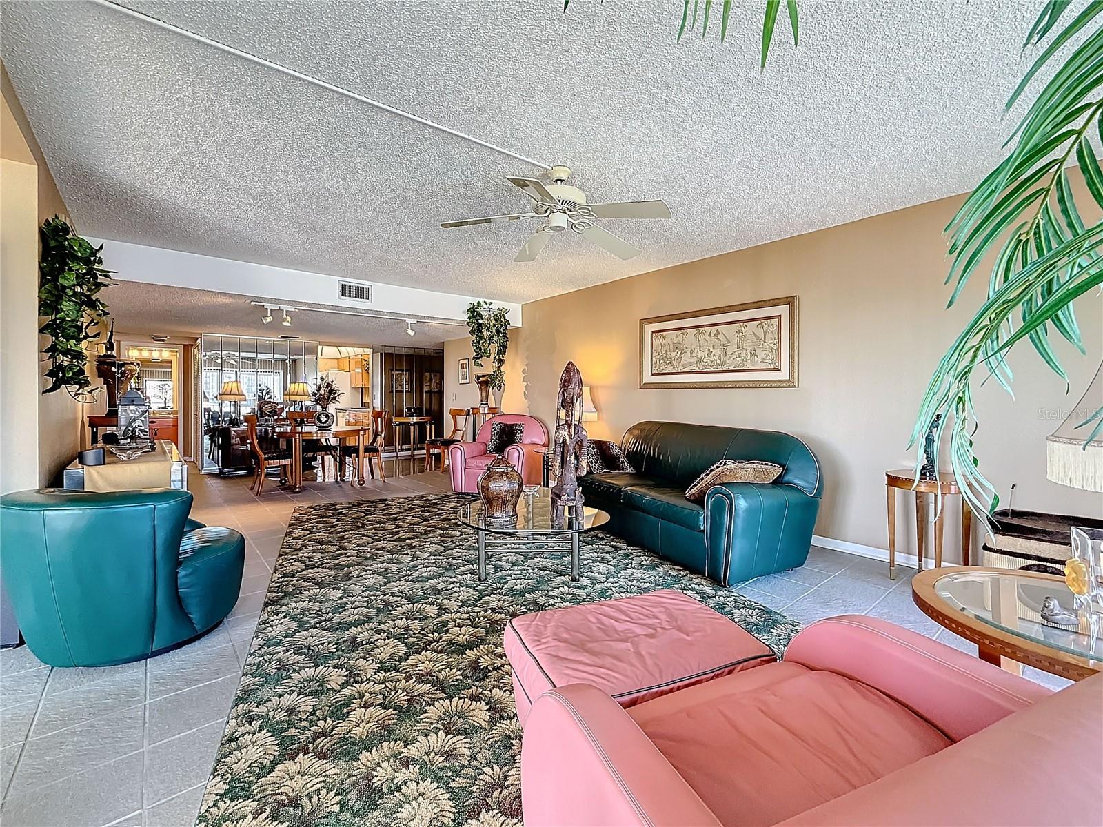 This view is looking back into the living and dining room