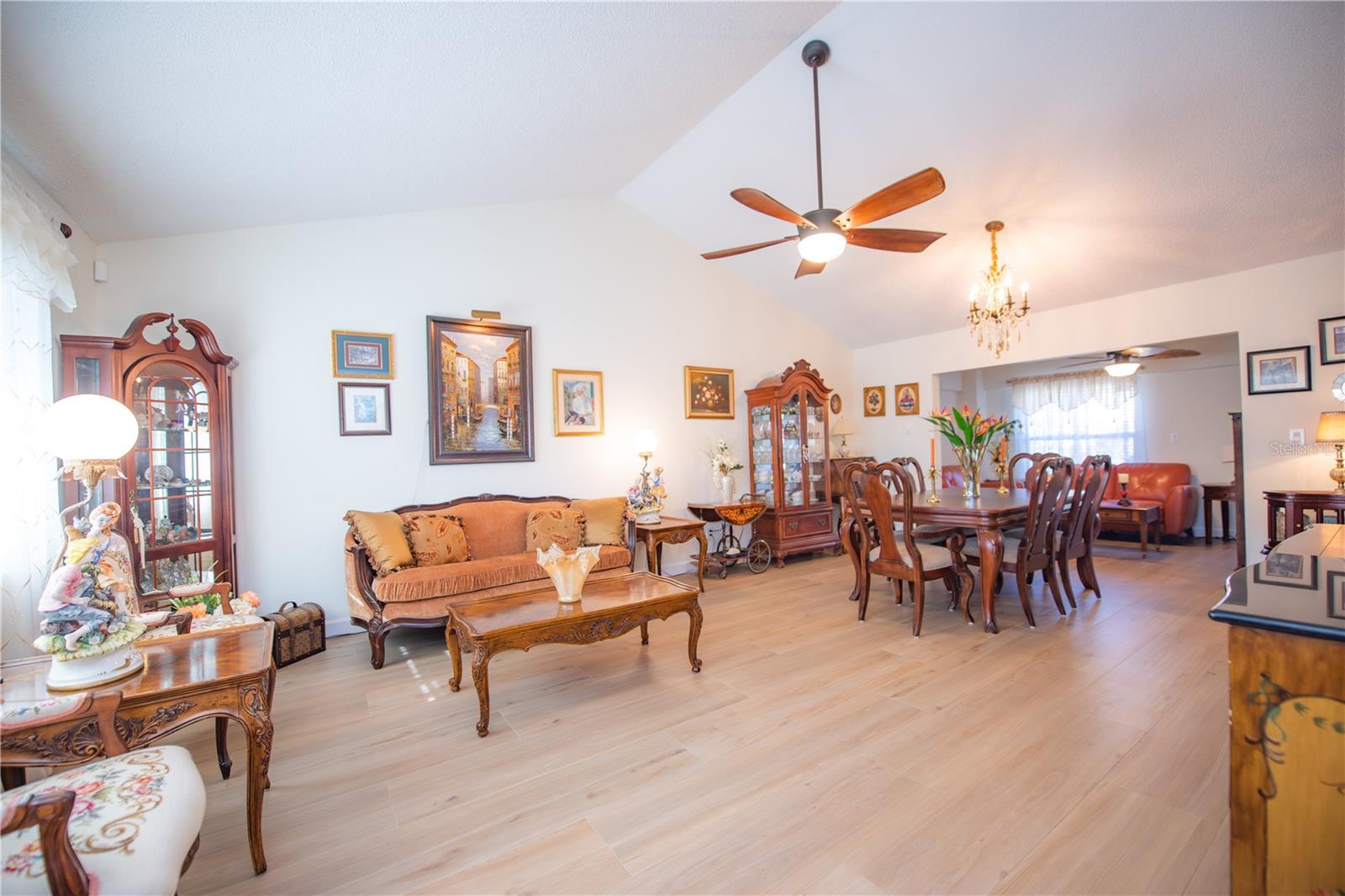 SPACIOUS LIVING AREA WITH CATHEDRAL CEILING! (CHANDELIER WILL BE REPLACED)