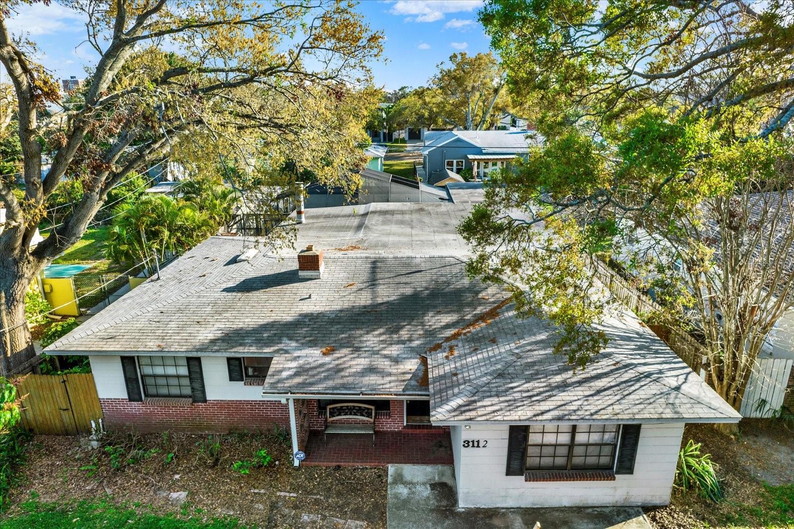 Aerial Front + Roofline  View