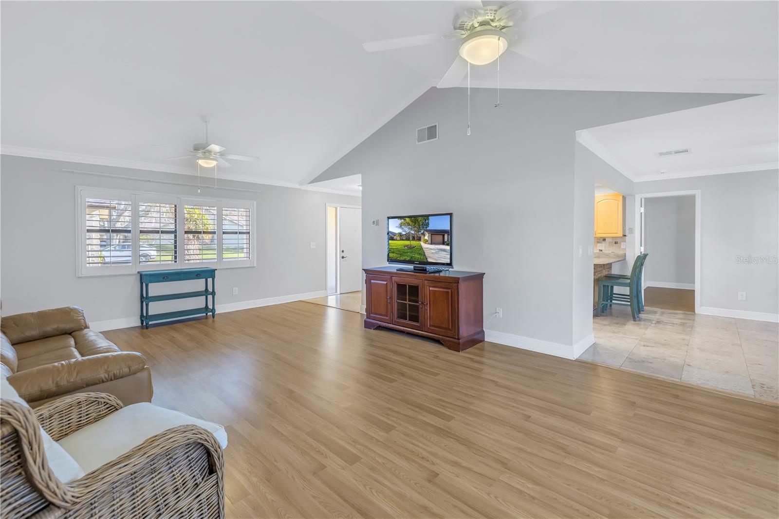 Great Room With Plantation Shutters