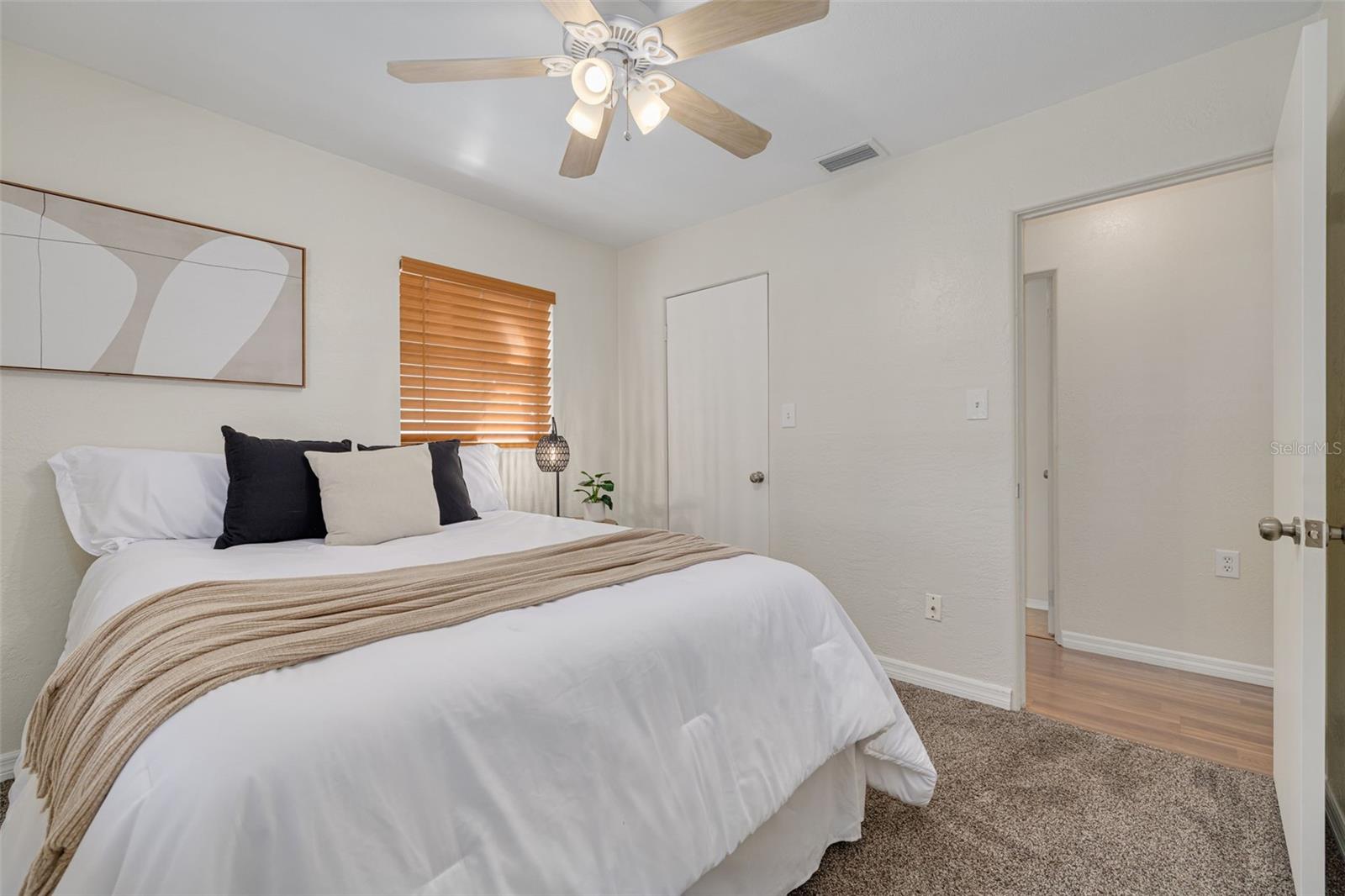 Guest bedroom has built-in closet