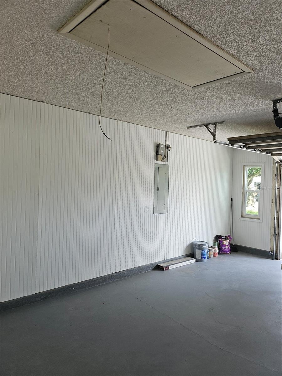 Garage with Beadboard on all walls