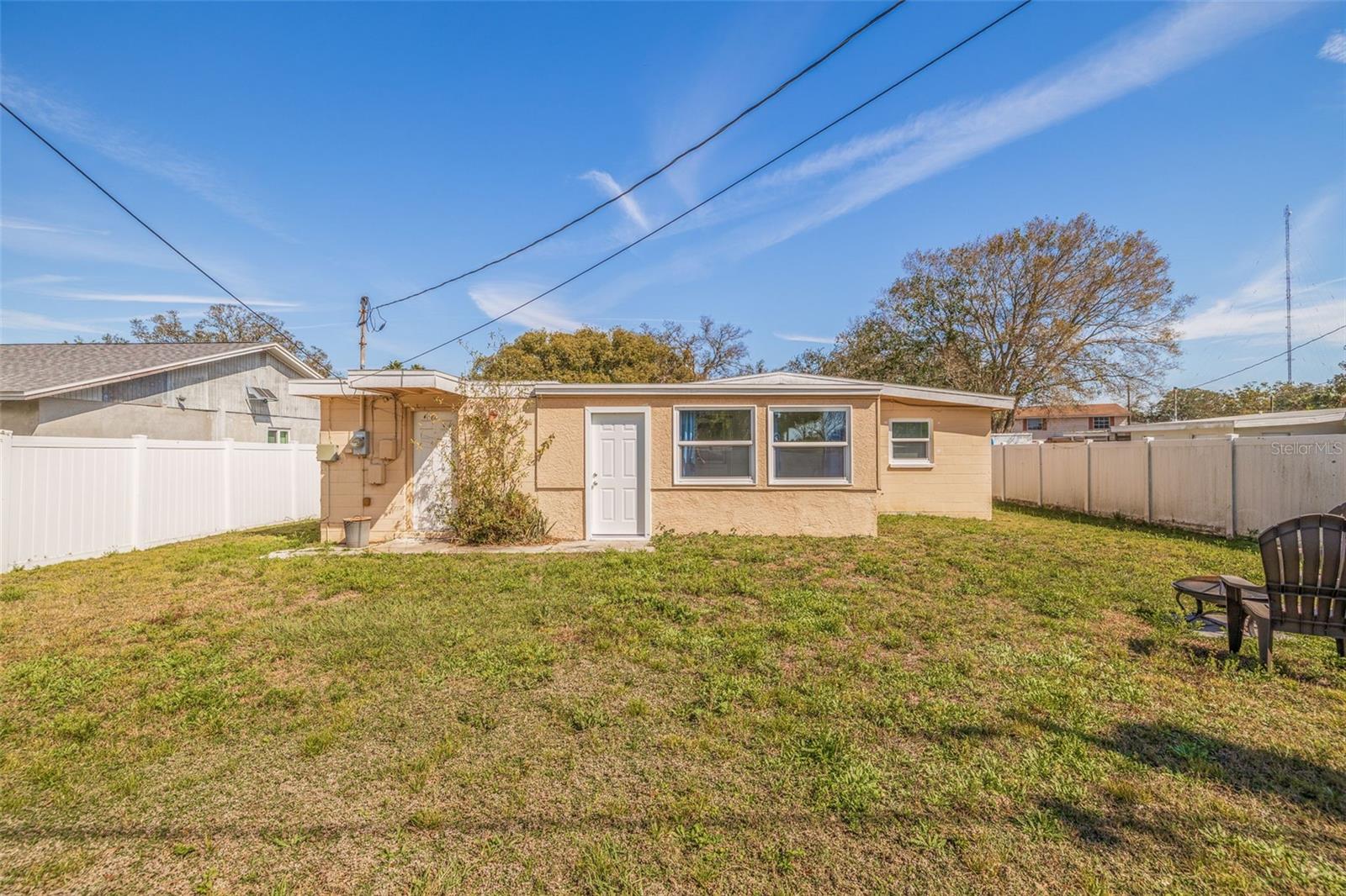 Large fenced backyard