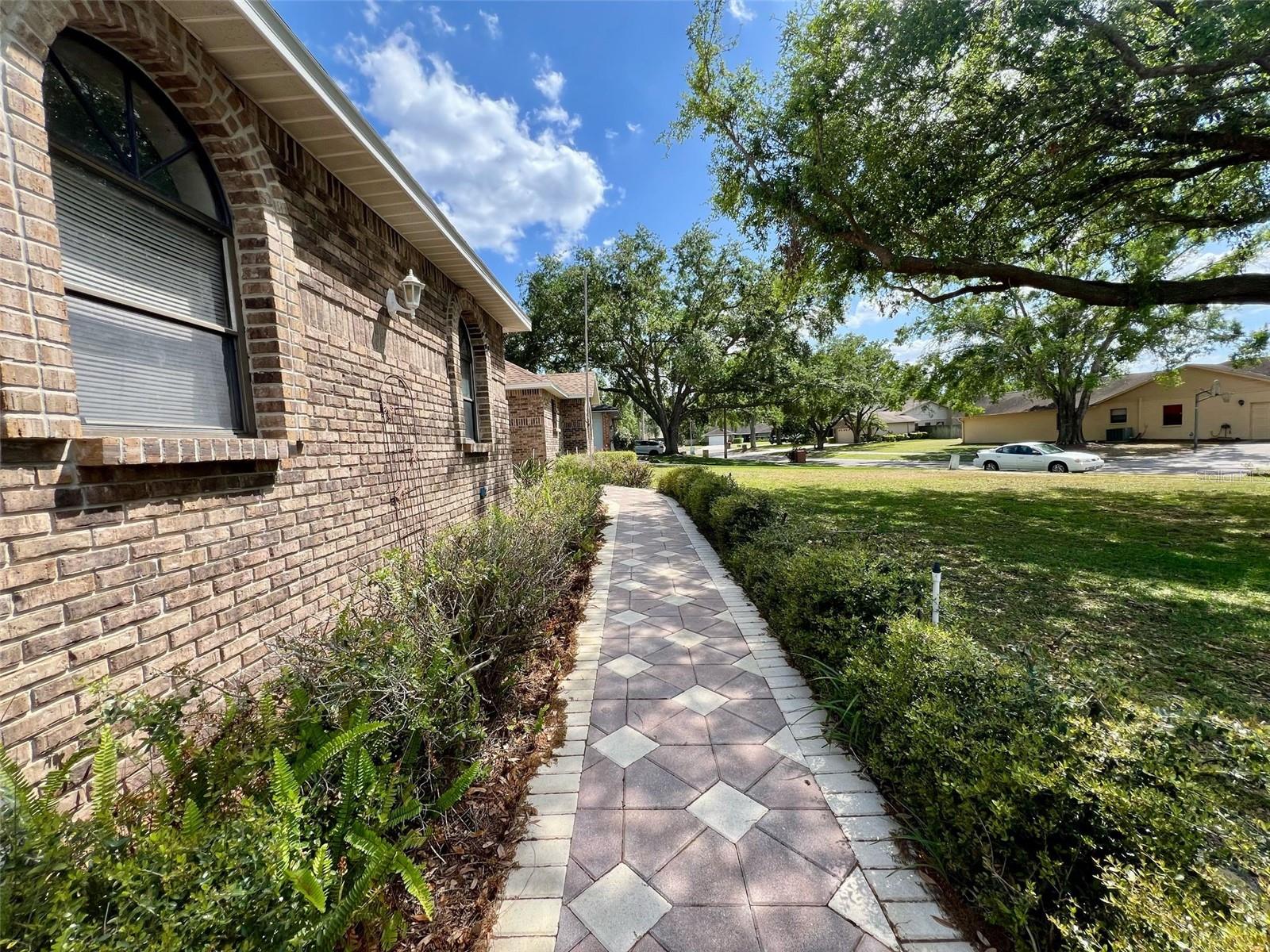 side walk from the garage side of home to the front door side