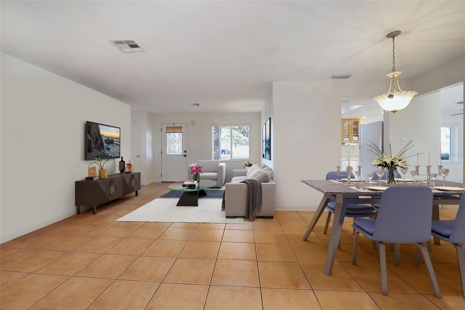 Entry, Living Room and dining area
