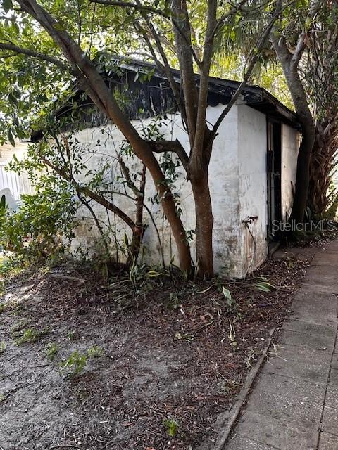 Concrete storage on concrete slab in back yard.