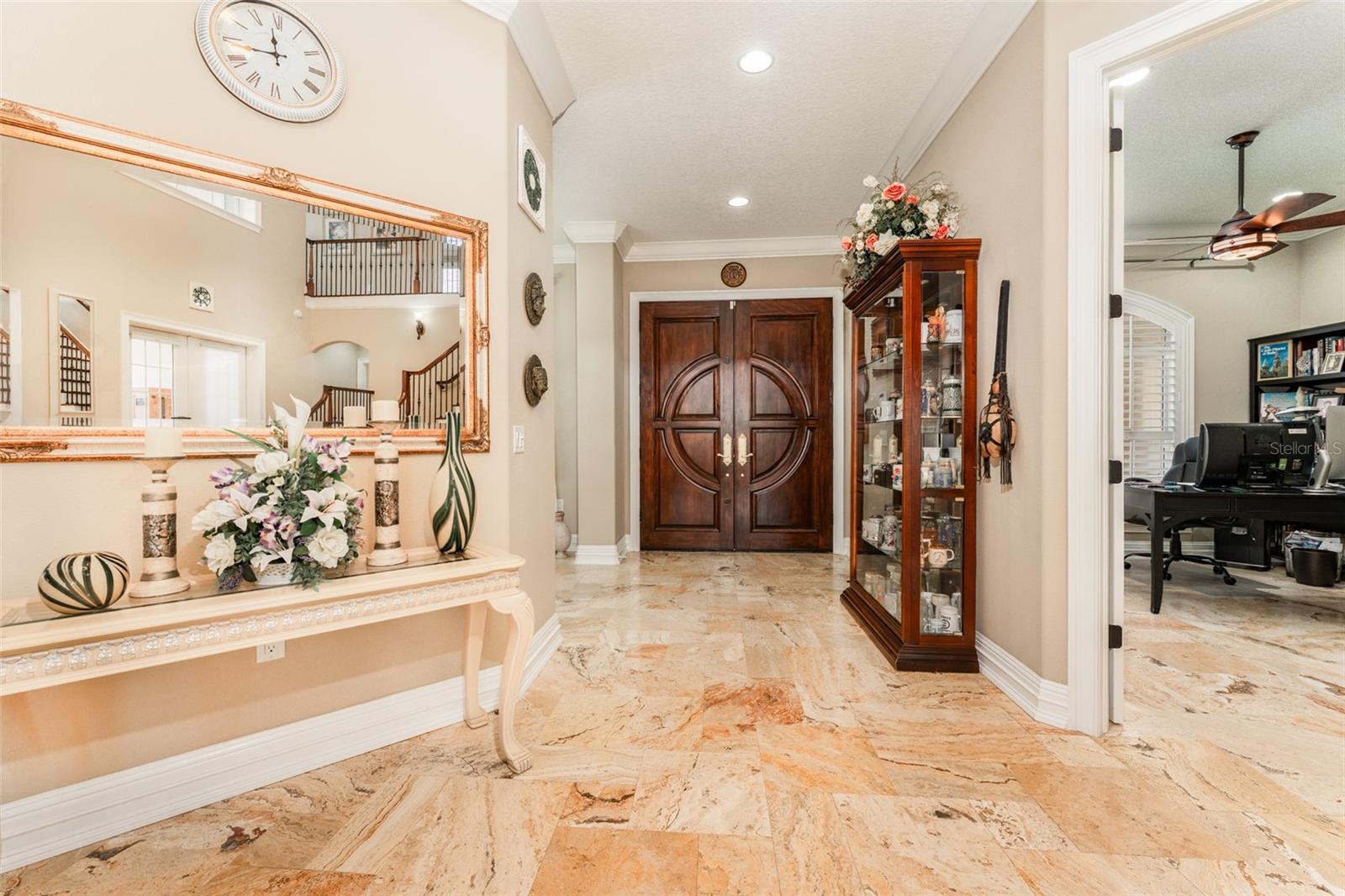 Foyer with Dining Room on One Side & Office on Other Side