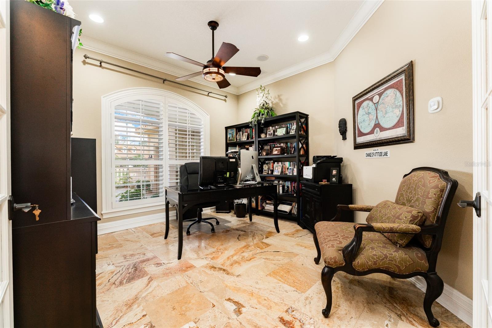 Office with Double Doors off Foyer