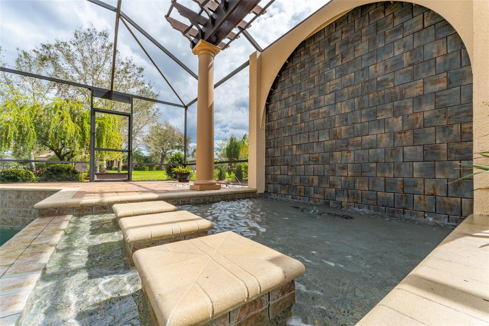 Peaceful & Architecturally Pleasing Waterfall Backdrop