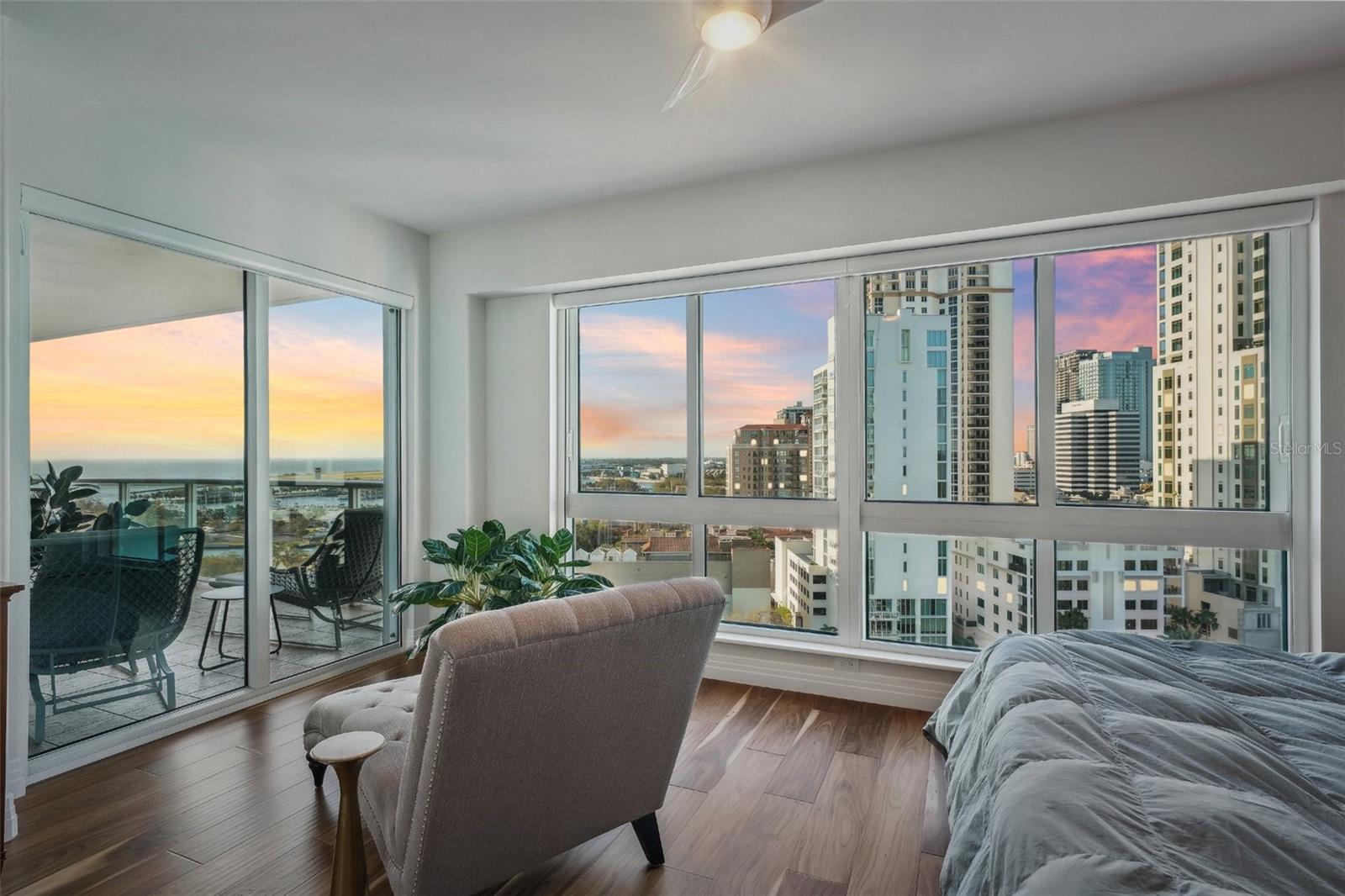 Primary suite with views of Tampa Bay and DTSP