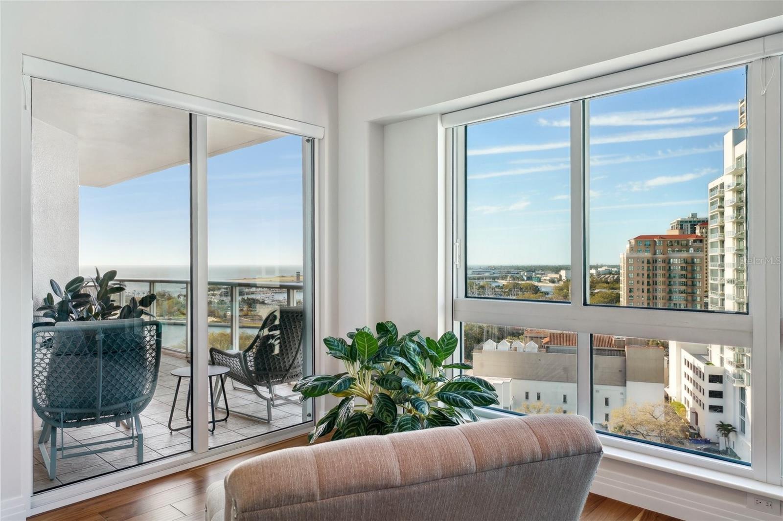 Primary suite with views of Tampa Bay and DTSP