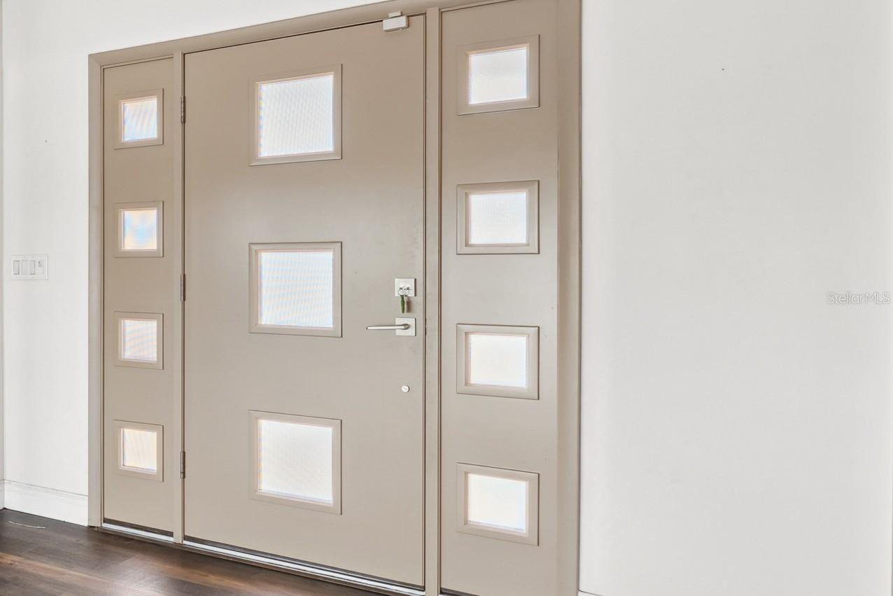 Modern entry door with a Mid-Century feel