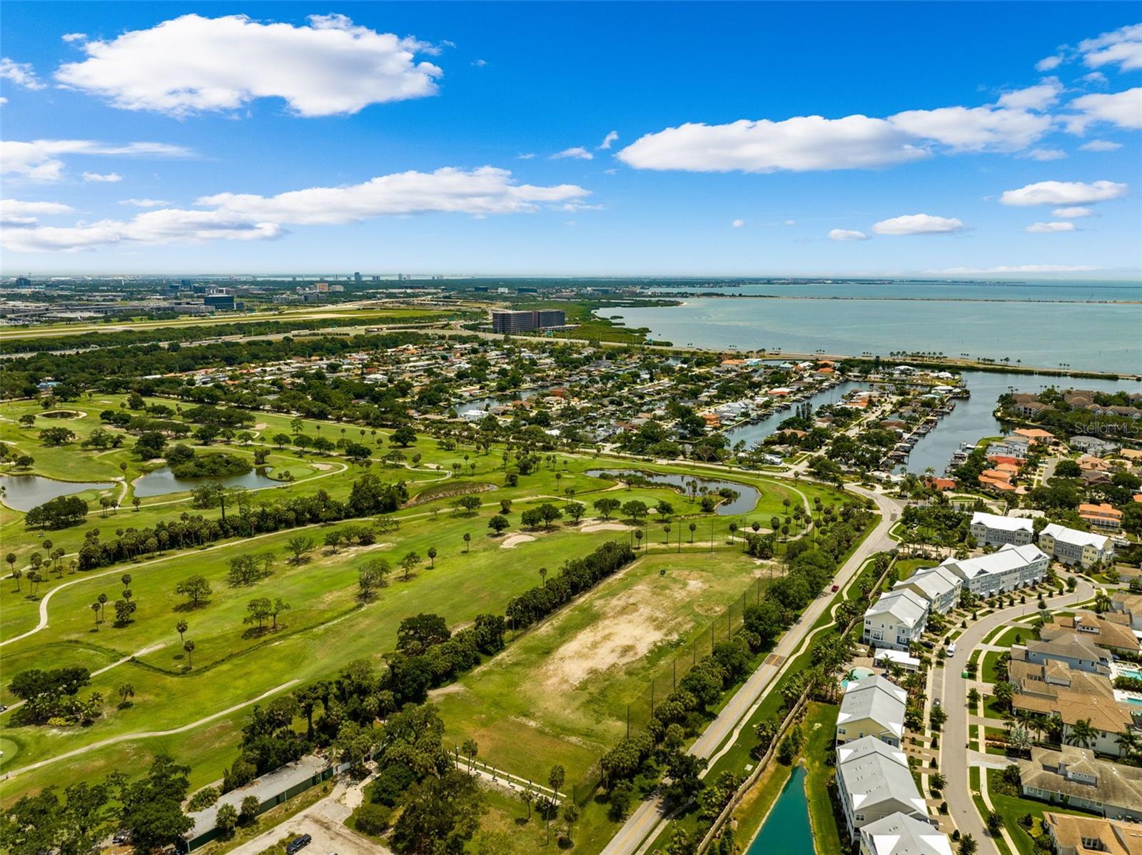 Aerial view of the Rocky Point Golf Course and the Dana Shores neighborhood