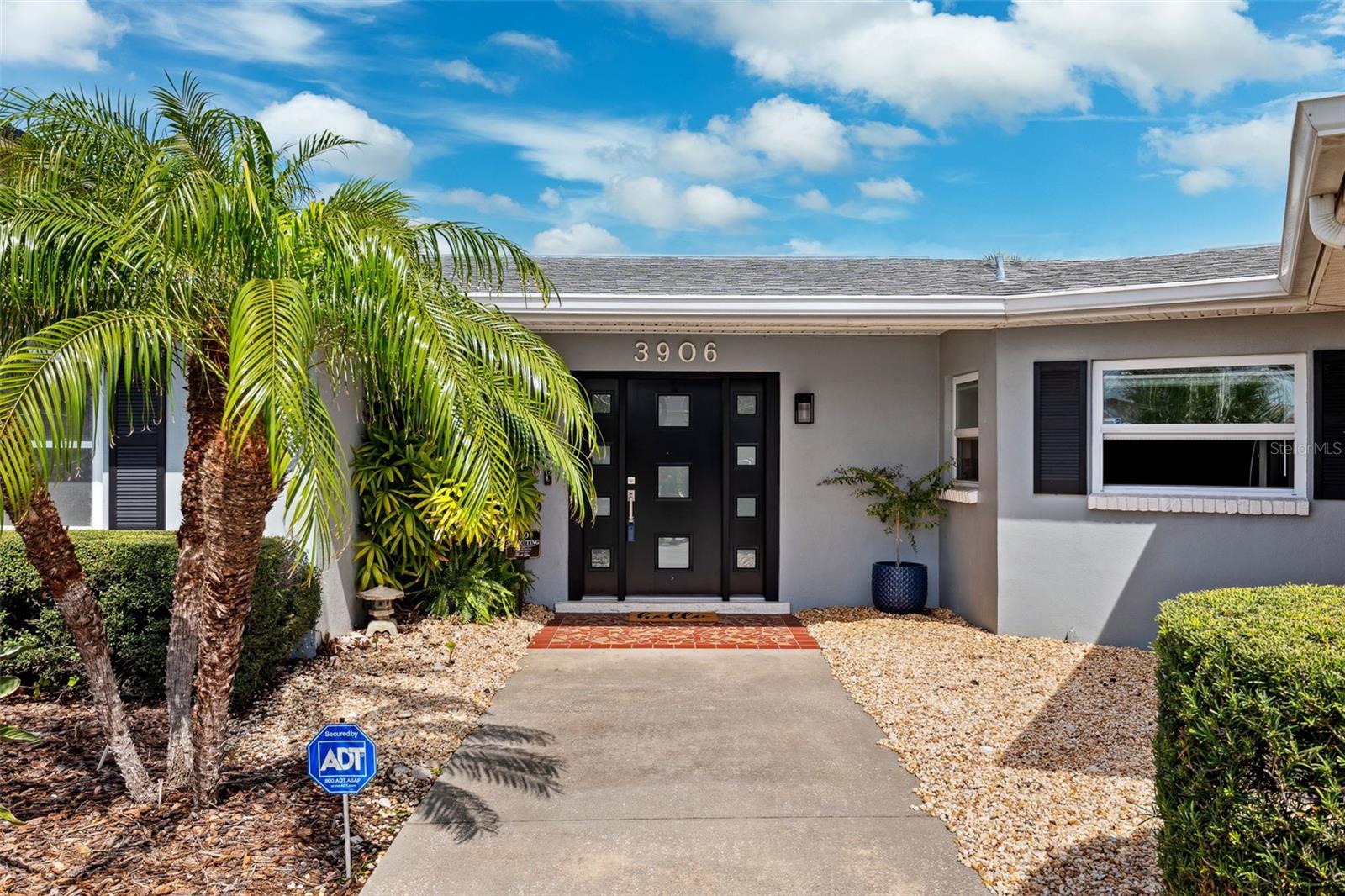 Modern entry door with a Mid-Century feel