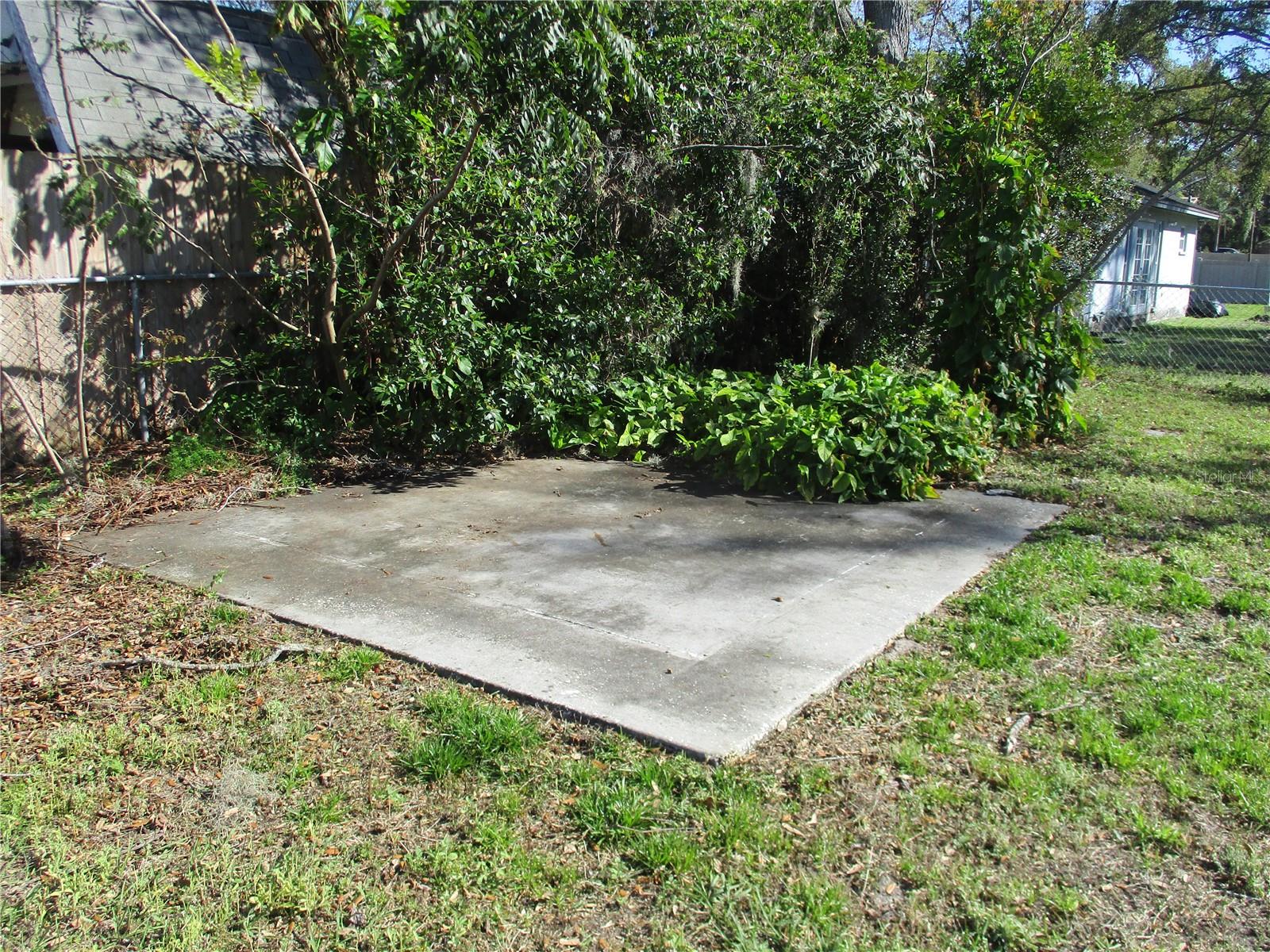 Patio or slab for shed