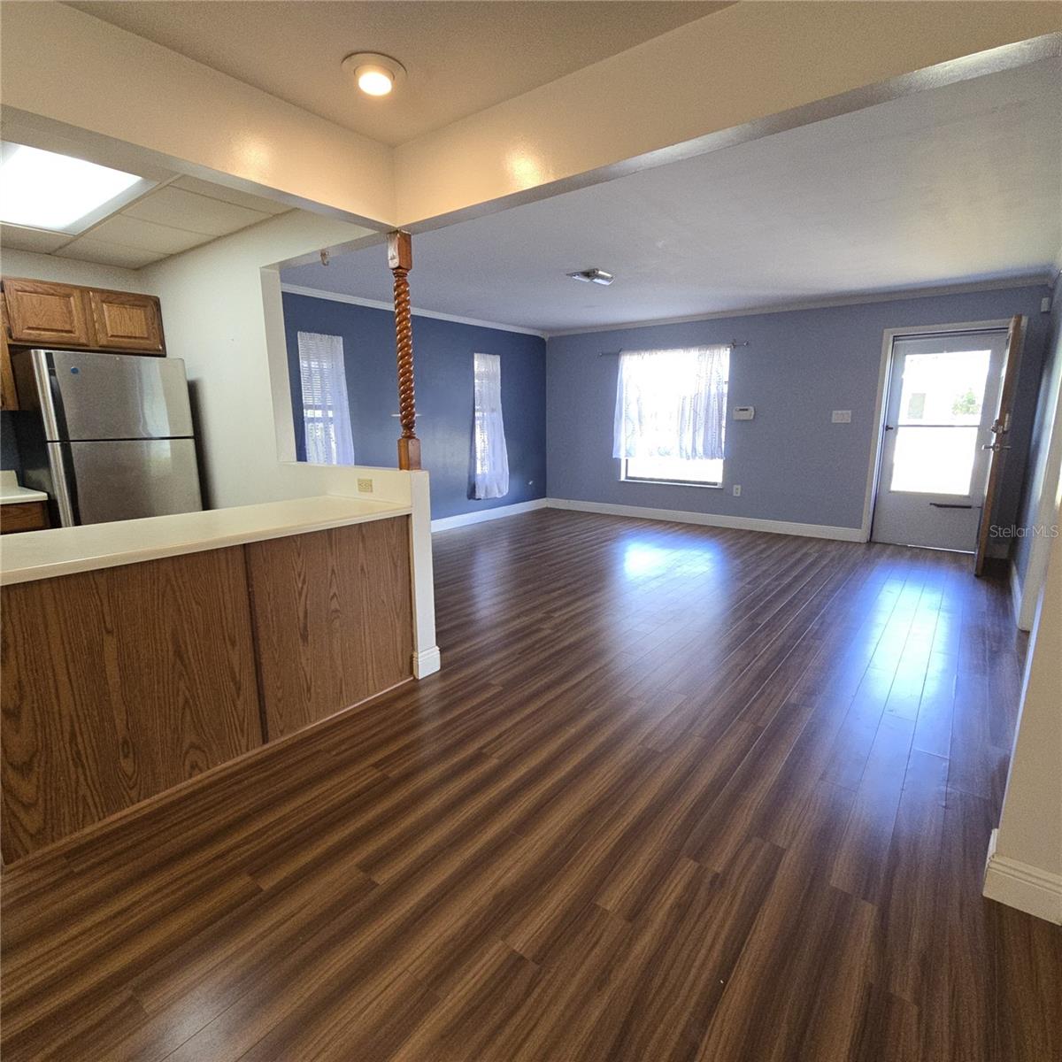 View of living room from dining area